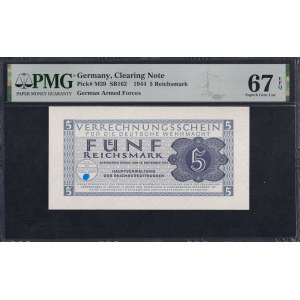 Niemcy, 5 marek Rzeszy, 1944 r., stan zachowania Superb Gem UNC 67 EPQ