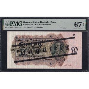 Germany, 50 Reichsmark, 1924, Superb Gem UNC 67 EPQ