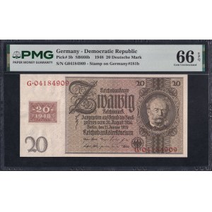 Německo (NDR), 20 německých marek, 1948, Gem UNC 66 EPQ