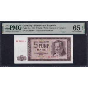 Německo (NDR), 5 marek, 1964, Gem UNC 65 EPQ