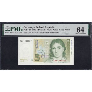 Germany (GFR), 5 Deutsche Mark, 1991, Choice UNC 64
