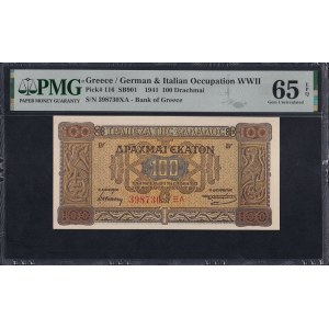 Greece, 100 Drachmai, 1941, Gem UNC 65 EPQ