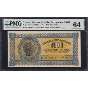 Greece, 1000 Drachmai, 1941, Choice UNC 64