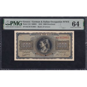 Greece, 1000 Drachmai, 1942, Choice UNC 64
