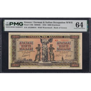 Greece, 5000 Drachmai, 1942, Choice UNC 64