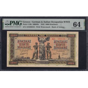 Grèce, 5 000 drachmes, 1942, UNC 64 « Choice »