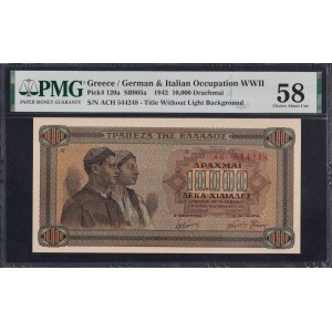 Greece, 10.000 Drachmai, 1942, Choice About UNC 58