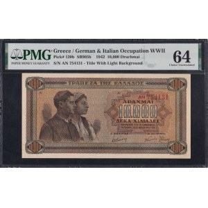 Greece, 10.000 Drachmai, 1942, Choice UNC 64