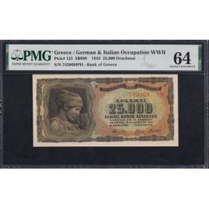 Grécko, 25 000 drachiem, 1943, výnimočný stav UNC 64
