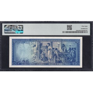 Greece, 20 Drachmai, 1955, Choice About UNC 58