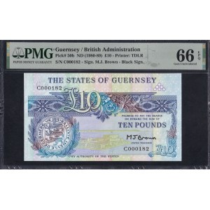 Guernsey, 10 libier, 1980–1989, Gem UNC 66 EPQ