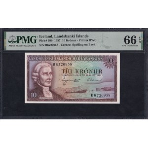 Island, 10 kron, 1957, Gem UNC 66 EPQ