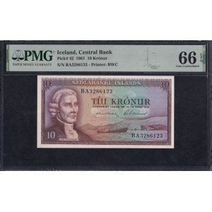 Iceland, 10 Kronur, 1961, Gem UNC 66 EPQ