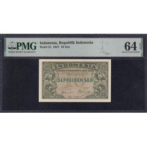 Indonesia, 10 Sen, 1947, Choice UNC 64 EPQ
