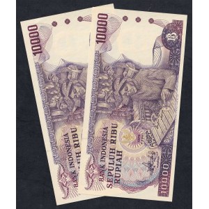 Indonezja, zestaw 2 banknotów (10 000 rupii), 1979 r., UNC