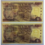 Indonezja, zestaw 2 banknotów (10 000 rupii), 1979 r., UNC