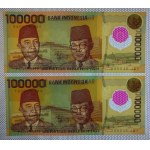 Indonesia, Set of 2 banknotes (100.000 Rupiah), 1999, UNC