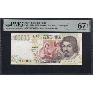 Italy, 100.000 Lire, 1994, Superb Gem UNC 67 EPQ