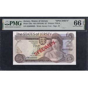 Jersey, 5 Pounds, 1976-88, Gem UNC 66 EPQ, SPECIMEN