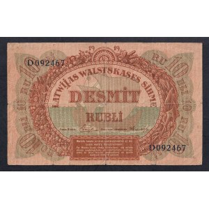 Latvia, 10 Rubles, 1919, F