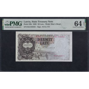 Latvia, 10 Latu, 1938, Choice UNC 64 EPQ