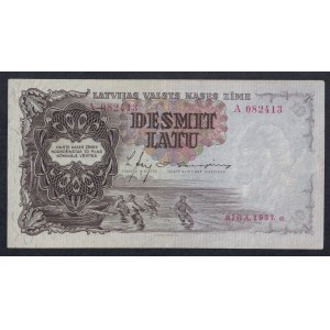 Latvia, 10 Latu, 1937, XF
