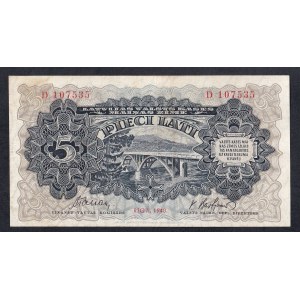 Latvia, 5 Lati, 1940, XF