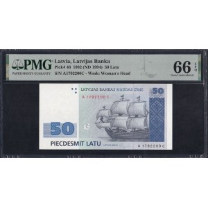 Latvia, 50 Latu, 1992 (ND 1994), PMG, 66 EPQ