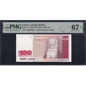 Latvia, 100 Latu, 1992 (ND 1994), PMG, 67 EPQ
