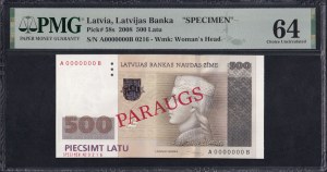 Latvia, 500 Latu, 2008, Choice UNC 64, RARE, SPECIMEN