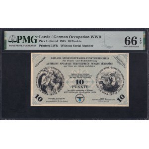 Latvia - German Occupation WWII, 10 Punkte, 1945, PMG, 66 EPQ