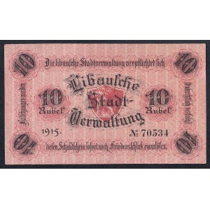 Latvia - Libau, 10 Rubles, 1915, XF