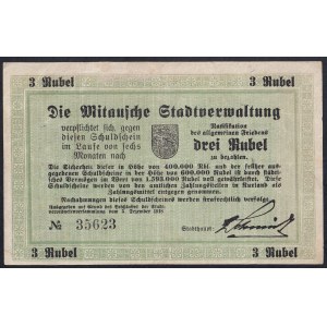 Latvia - Mitava, 3 Rubles, 1918, F, Restauration