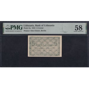 Litauen, 5 Centai, 1922, Choice, fast UNC 58