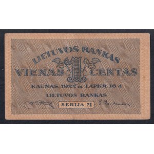Lituanie, 1 centas, 1922, XF