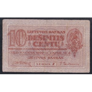 Lithuania, 10 Centu, 1922, VF
