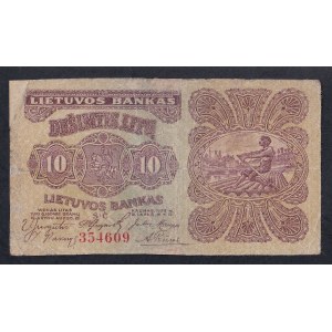Lithuania, 10 Litu, 1922, F