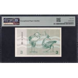 Lituanie, 3 talons, 1991, Gem UNC 66 EPQ