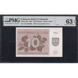 Lithuania, 10 Talonas, 1991, Choice UNC 63 EPQ