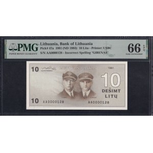 Lithuania, 10 Litu, 1991(1993), Gem UNC 66 EPQ