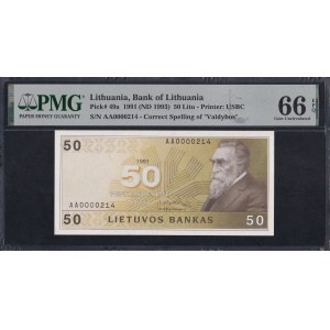 Litauen, 50 Litu, 1991 (1993), Gem UNC 66 EPQ