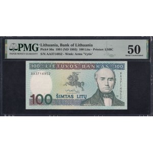 Lithuania, 100 Litu, 1991 (1993), About UNC 50