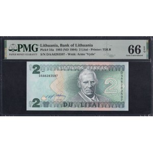 Lithuania, 2 Litai, 1993 (ND 1994), PMG, 66 EPQ
