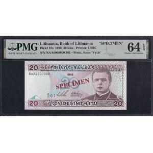 Lithuania, 20 Litu, 1993, Choice UNC 64 EPQ, SPECIMEN