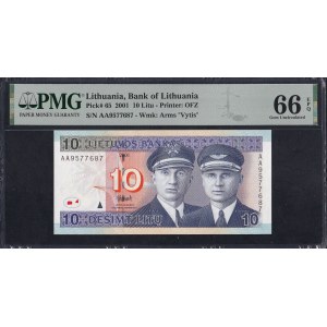 Lithuania, 10 Litu, 2001, Gem UNC 66 EPQ