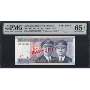 Lithuania, 10 Litu, 2007, Gem UNC 65 EPQ, SPECIMEN