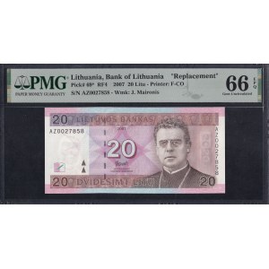 Lithuania, 20 Litu, 2007, Gem UNC 66 EPQ, Replacement