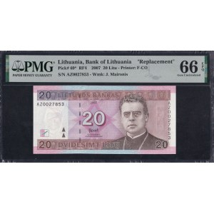 Lithuania, 20 Litu, 2007, Gem UNC 66 EPQ, Replacement