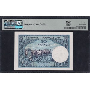 Madagaskar, 10 Francs, 1937–47, sehr gut bis fast neuwertig (UNC 58) EPQ