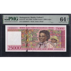 Madagaskar, 25.000 Francs = 5.000 Ariary, 1998, Erstausgabe, UNC 64 EPQ